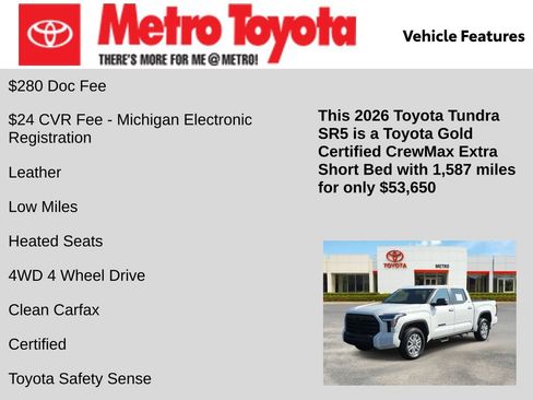 Certified 2026 Toyota Tundra SR5 w/ SR5 Premium Package AWD/4WD image 6