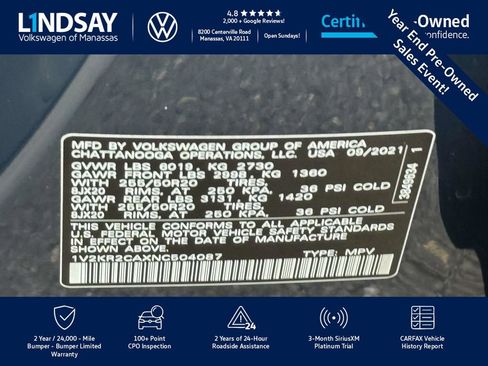 Certified 2022 Volkswagen Atlas SE w/ Panoramic Sunroof Package image 27