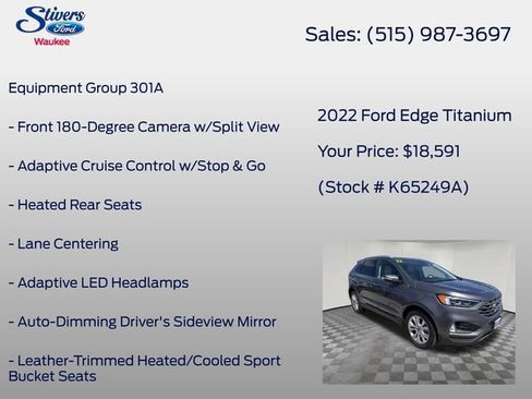 Used 2022 Ford Edge Titanium w/ Equipment Group 301A AWD/4WD image 8