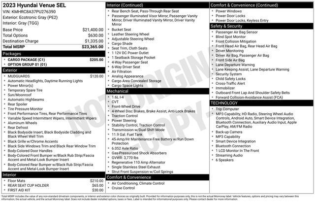 Used 2023 Hyundai Venue SEL w/ Cargo Package FWD image 10