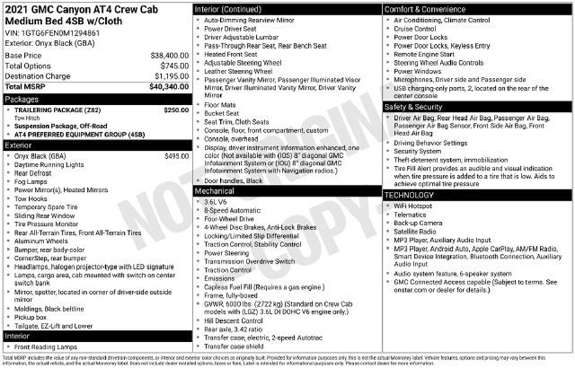 Used 2021 GMC Canyon AT4 w/ Trailering Package AWD/4WD image 31