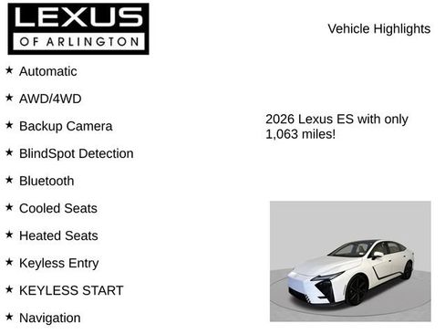 Certified 2026 Lexus ES 500e w/ Convenience Package AWD/4WD image 7
