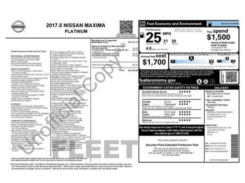 Used 2017 Nissan Maxima Platinum w/ Interior Lighting Package FWD image 12