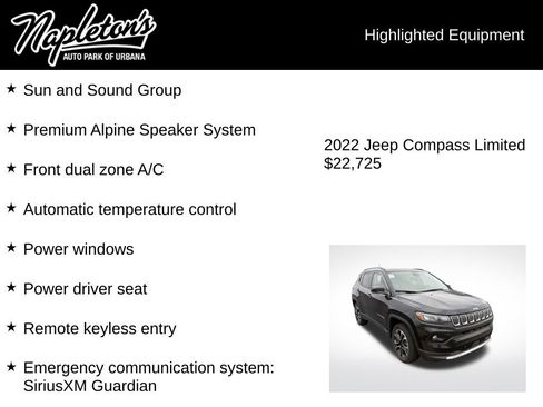 Used 2022 Jeep Compass Limited w/ Sun and Sound Group image 3