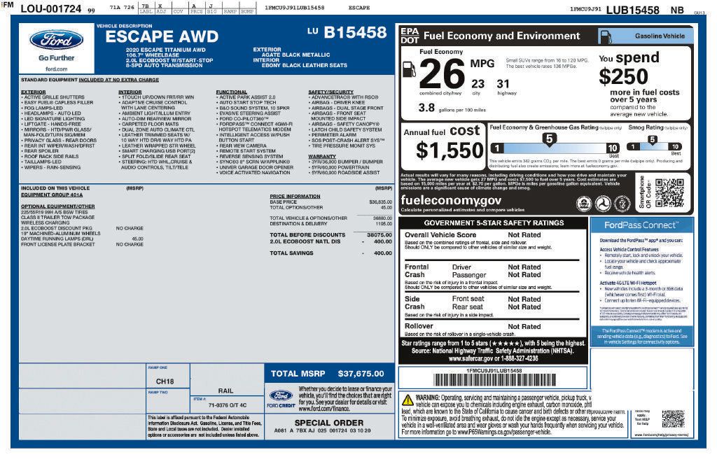 Used 2020 Ford Escape Titanium AWD/4WD image 4