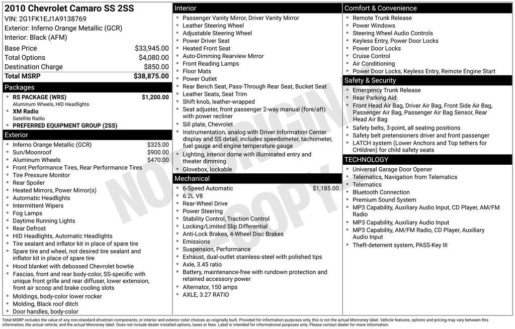 Used 2010 Chevrolet Camaro SS w/ RS Package RWD image 3