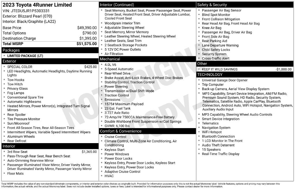 Certified 2023 Toyota 4Runner Limited RWD image 31