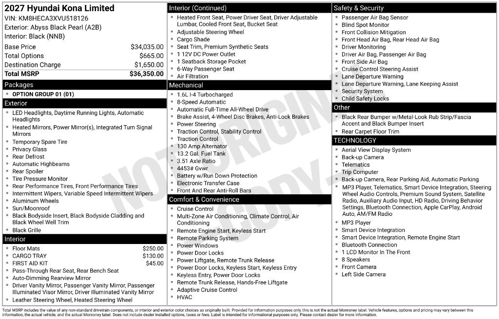 New 2027 Hyundai Kona Limited AWD/4WD image 16