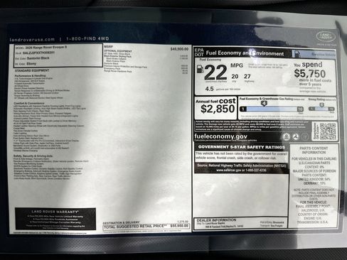 Used 2026 Land Rover Range Rover Evoque S image 27
