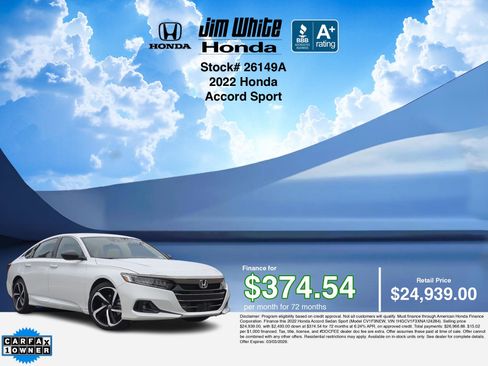 Certified 2022 Honda Accord Sport image 3