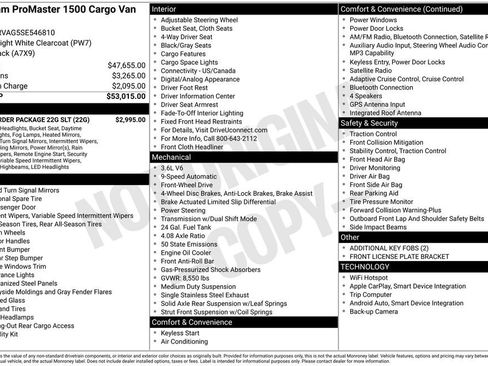 Used 2025 RAM ProMaster 1500 w/ Quick Order Package 22G SLT image 1