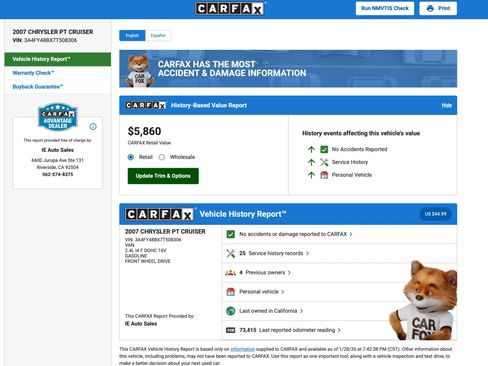 Used 2007 Chrysler PT Cruiser image 2