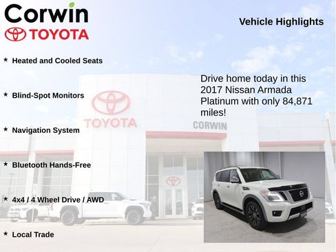 Used 2017 Nissan Armada Platinum w/ Captain Seat Package AWD/4WD image 7