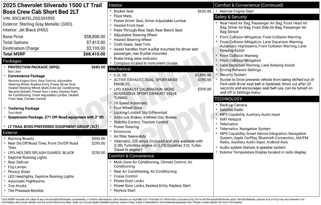 Used 2025 Chevrolet Silverado 1500 LT Trail Boss w/ Protection Package AWD/4WD image 26