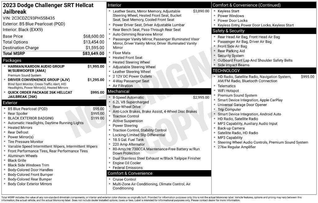 Used 2023 Dodge Challenger SRT Hellcat RWD image 49
