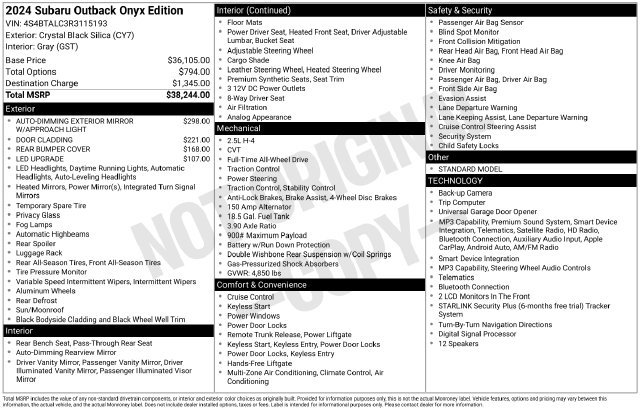 Used 2024 Subaru Outback Onyx Edition AWD/4WD image 40