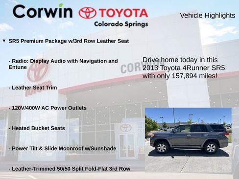 Used 2013 Toyota 4Runner SR5 w/ Premium Pkg w/3rd Row Seat AWD/4WD image 7