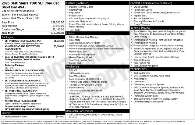 Used 2025 GMC Sierra 1500 SLT w/ SLT Premium Plus Package AWD/4WD image 38