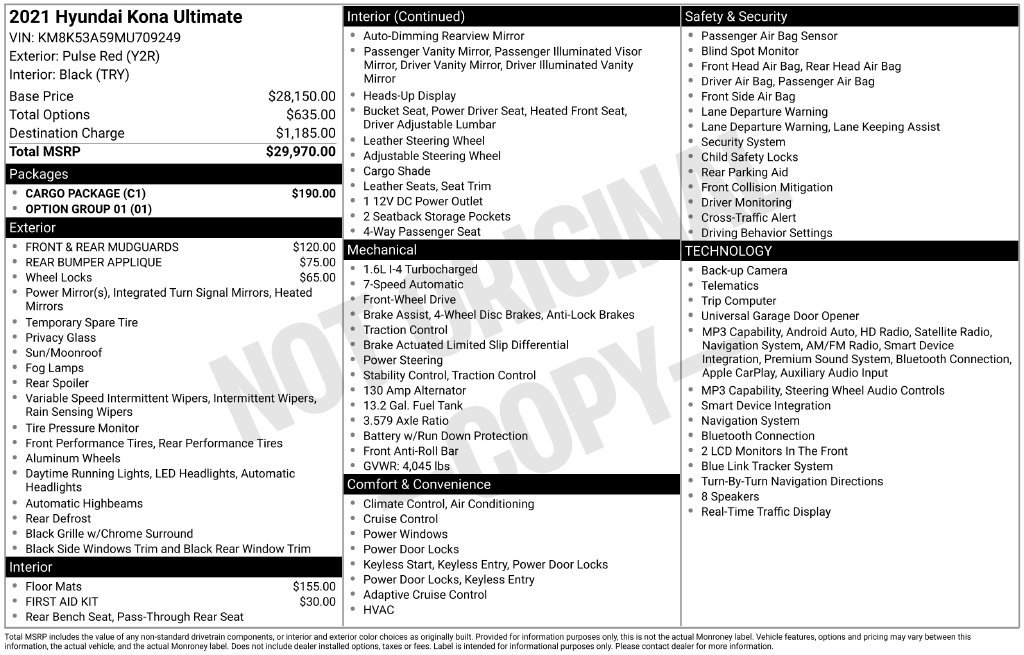 Used 2021 Hyundai Kona Ultimate w/ Cargo Package FWD image 4