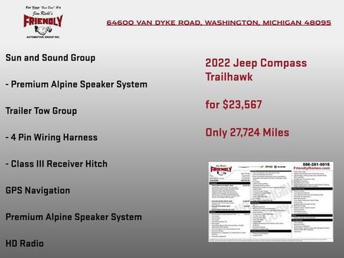 Used 2022 Jeep Compass Trailhawk w/ Trailhawk Elite Group AWD/4WD image 8
