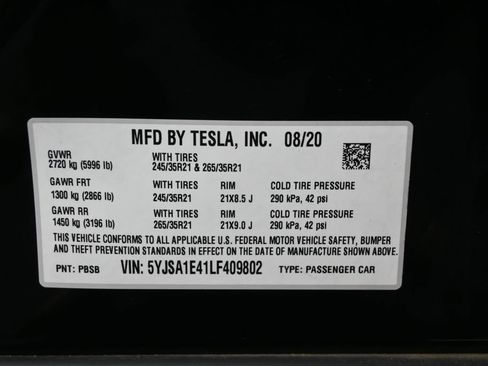 Used 2020 Tesla Model S Performance AWD/4WD image 9