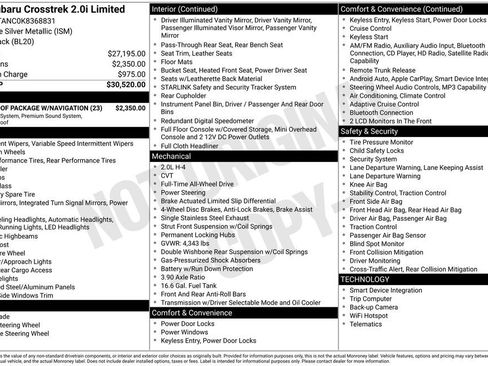 Used 2019 Subaru Crosstrek 2.0i Limited w/ Moonroof Package w/Navigation image 7