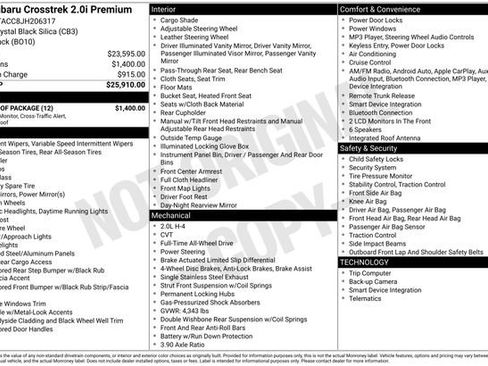 Used 2018 Subaru Crosstrek 2.0i Premium w/ Moonroof Package image 28