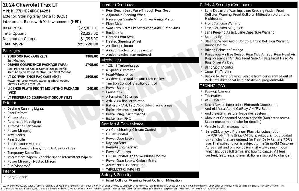 Used 2024 Chevrolet Trax LT w/ Sunroof Package FWD image 5