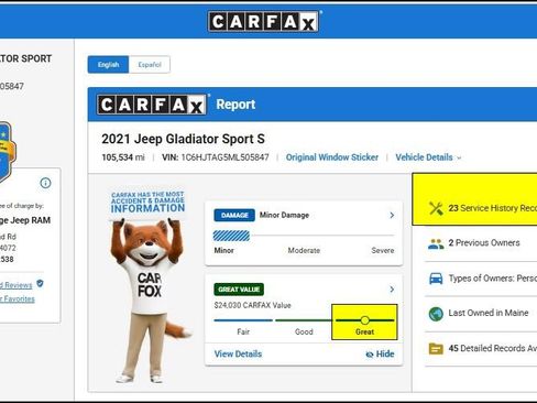 Used 2021 Jeep Gladiator Sport AWD/4WD image 12