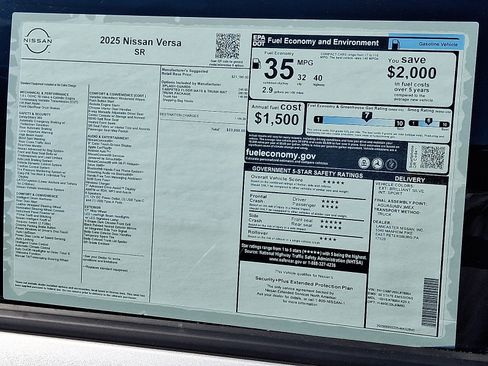 New 2025 Nissan Versa SR w/ Trunk Package image 7