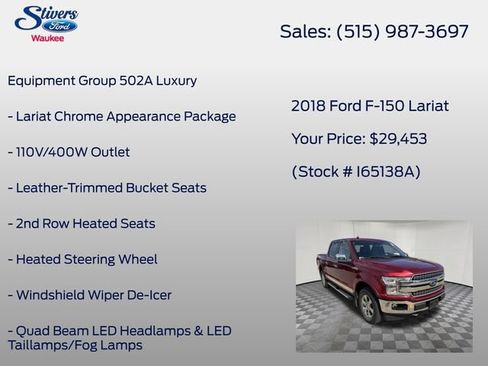 Used 2018 Ford F150 Lariat w/ Equipment Group 502A Luxury AWD/4WD image 16