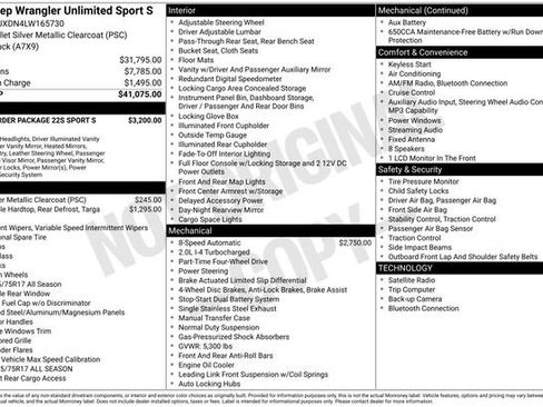 Used 2020 Jeep Wrangler Unlimited Sport S AWD/4WD image 2