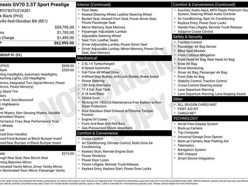 New 2026 Genesis GV70 2.5T Sport Prestige image 3