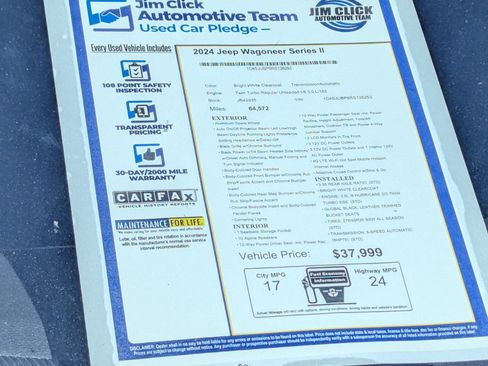 Used 2024 Jeep Wagoneer Series II w/ Flexible Seating Group RWD image 13