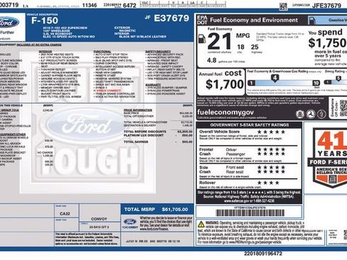 Certified 2018 Ford F150 Platinum w/ Equipment Group 701A Luxury image 30