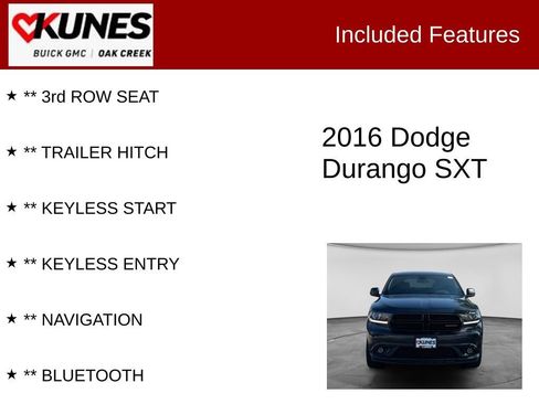 Used 2016 Dodge Durango SXT w/ Quick Order Package 23B AWD/4WD image 2