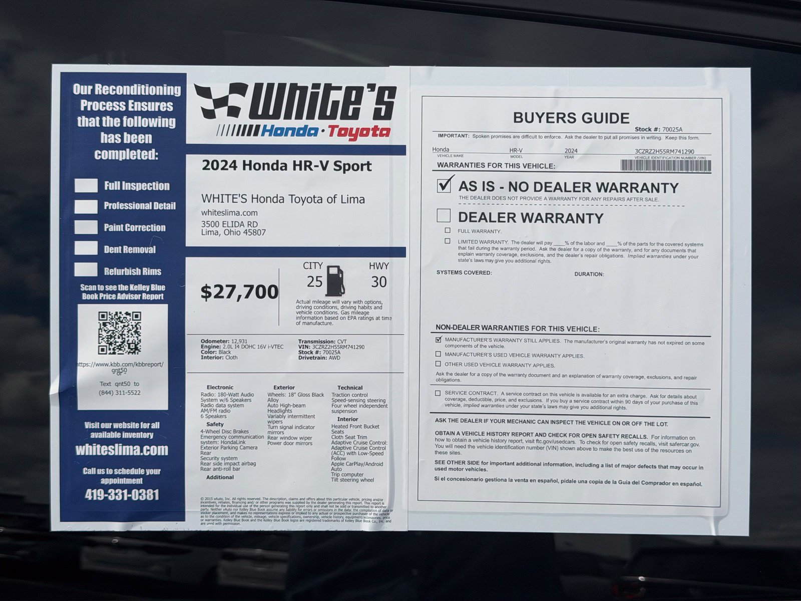Used 2024 Honda HR-V Sport image 31