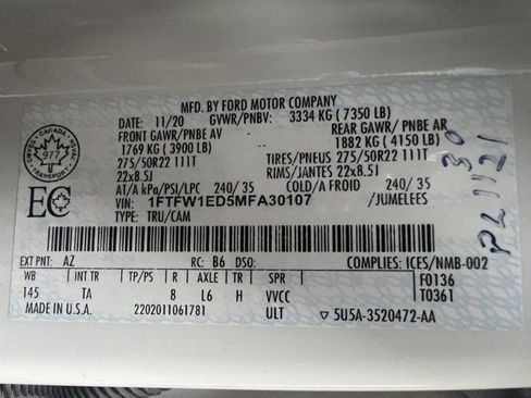 Used 2021 Ford F150 Limited image 62