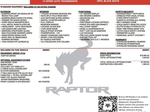 New 2026 Ford Bronco Raptor AWD/4WD image 2