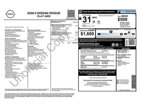New 2026 Nissan Rogue Platinum AWD/4WD image 2