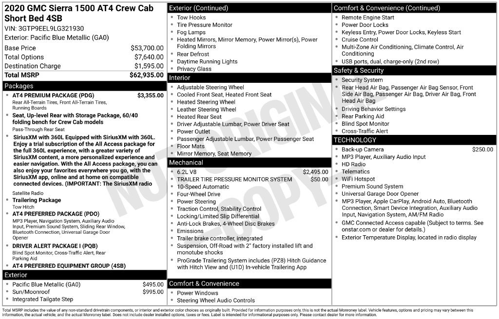 Used 2020 GMC Sierra 1500 AT4 w/ AT4 Premium Package AWD/4WD image 48