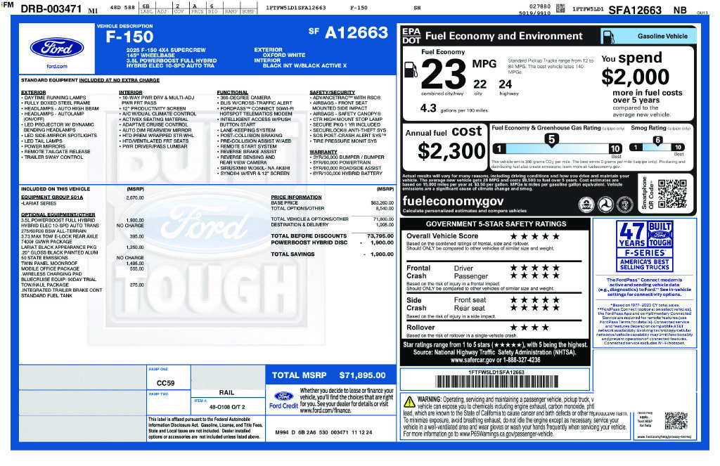 Used 2025 Ford F150 Lariat w/ Equipment Group 501A Mid AWD/4WD image 13