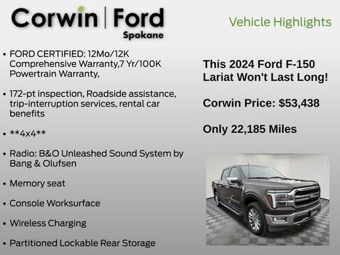 Used 2024 Ford F150 Lariat w/ Equipment Group 502A High image 19