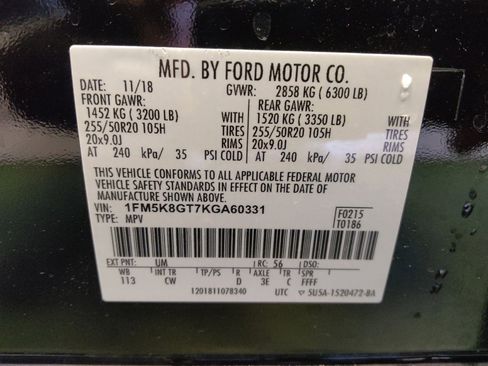 Used 2019 Ford Explorer Sport w/ Equipment Group 401A image 33