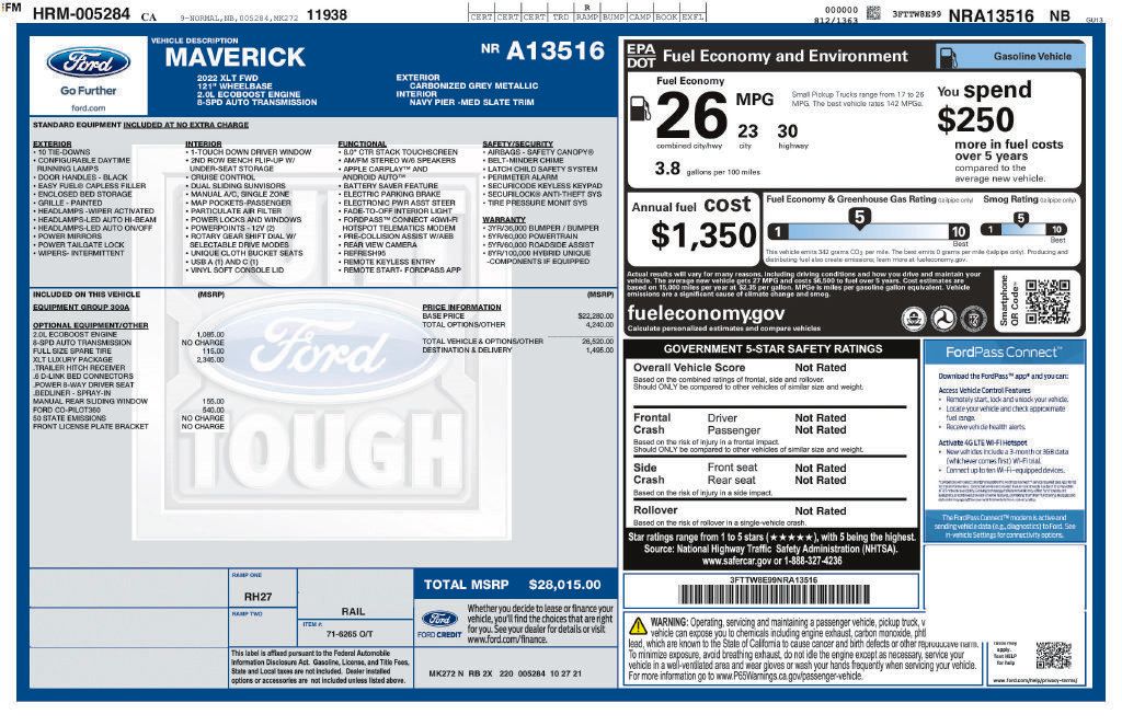 Used 2022 Ford Maverick XLT w/ XLT Luxury Package FWD image 6
