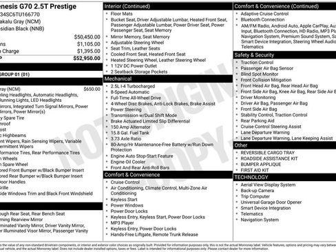 New 2026 Genesis G70 2.5T Prestige AWD/4WD image 2