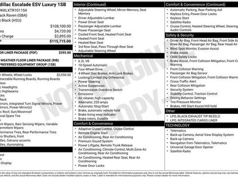 Used 2026 Cadillac Escalade ESV Luxury w/ LPO, Floor Liner Package AWD/4WD image 1