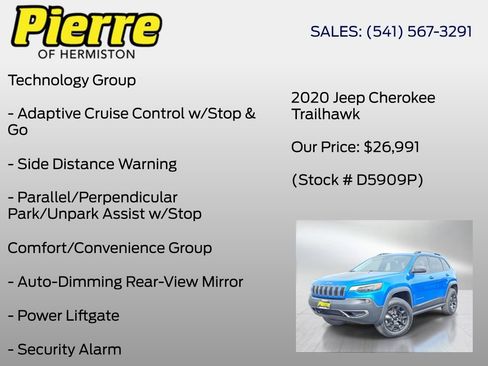 Used 2020 Jeep Cherokee Trailhawk w/ Technology Group AWD/4WD image 18