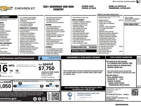 Used 2021 Chevrolet Suburban High Country w/ Premium Package image 8