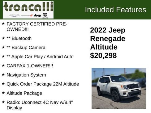 Certified 2022 Jeep Renegade Altitude AWD/4WD image 5